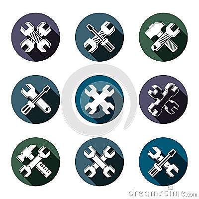 Repair instruments collection, 3d tools â€“ wrenches, adjustable Stock Photo